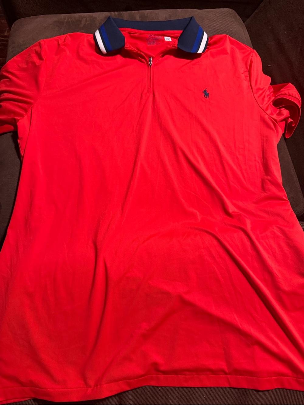 Polo by Ralph Lauren Red Short-Sleeve Polo with Navy Contrast Collar